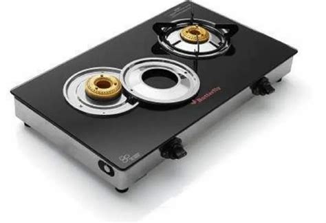butterfly rapid 2 burner glass manual gas stove telugu
